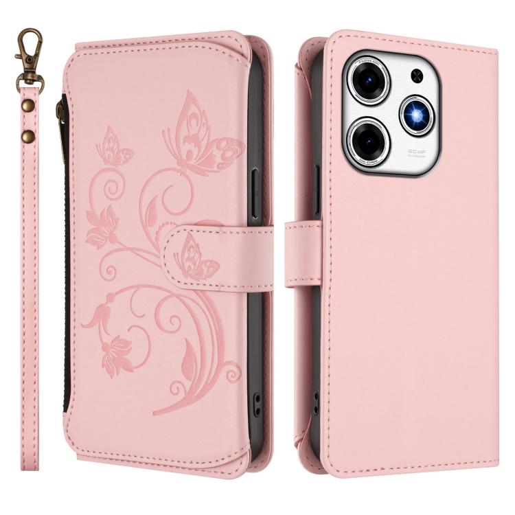 For Tecno Spark 10 Pro Magic Butterfly Love Flower Multi-card Zipper Wallet Leather Phone Case