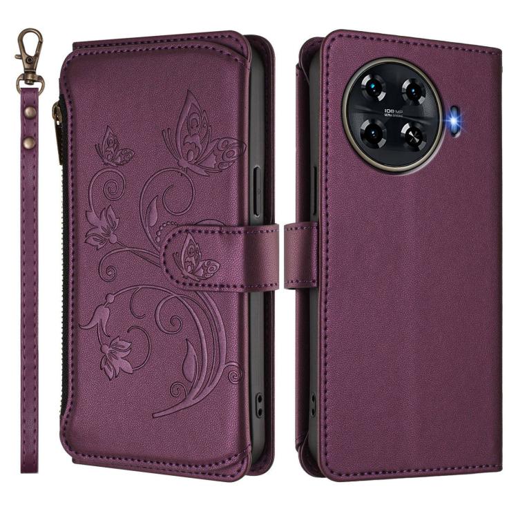 For Tecno Spark 20 Pro+ 4G Butterfly Love Flower Multi-card Zipper Wallet Leather Phone Case