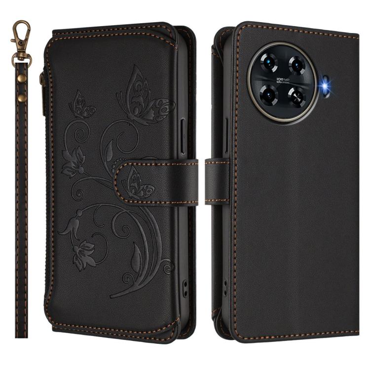 For Tecno Spark 20 Pro+ 4G Butterfly Love Flower Multi-card Zipper Wallet Leather Phone Case