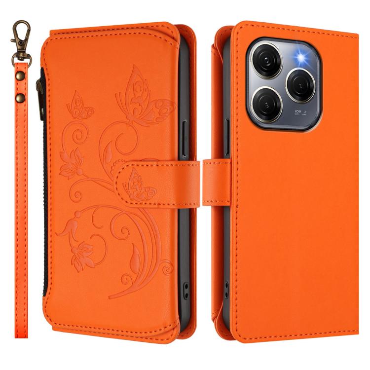 For Tecno Spark 20 Pro 5G Butterfly Love Flower Multi-card Zipper Wallet Leather Phone Case