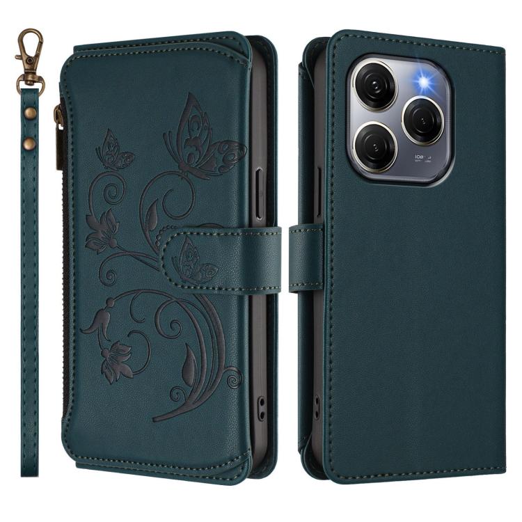 For Tecno Spark 20 Pro 5G Butterfly Love Flower Multi-card Zipper Wallet Leather Phone Case