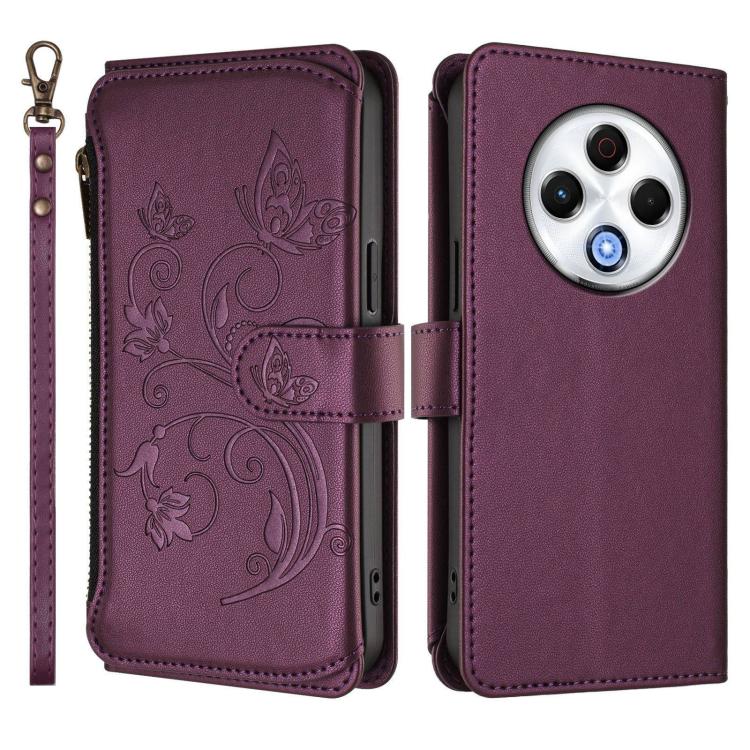For Tecno Spark 30 4G Butterfly Love Flower Multi-card Zipper Wallet Leather Phone Case