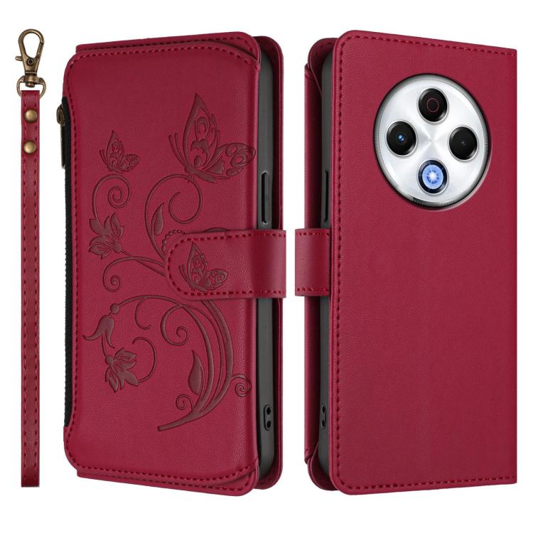 For Tecno Spark 30 4G Butterfly Love Flower Multi-card Zipper Wallet Leather Phone Case