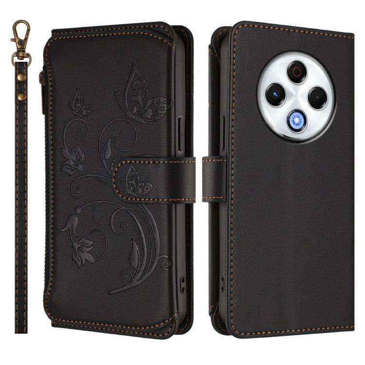 For Tecno Spark 30 4G Butterfly Love Flower Multi-card Zipper Wallet Leather Phone Case