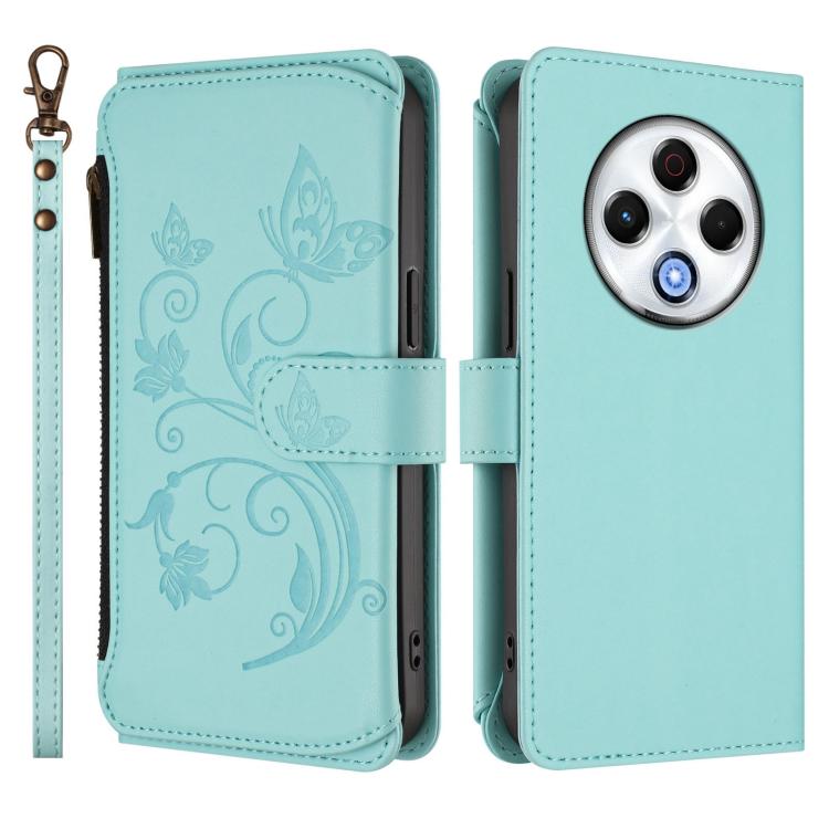 For Tecno Spark 30 4G Butterfly Love Flower Multi-card Zipper Wallet Leather Phone Case