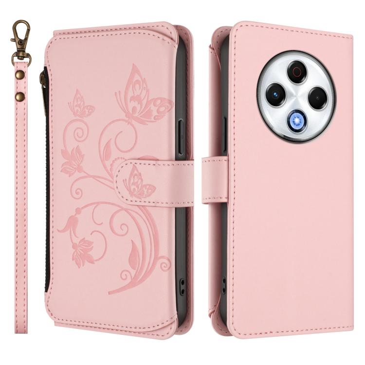 For Tecno Spark 30 4G Butterfly Love Flower Multi-card Zipper Wallet Leather Phone Case