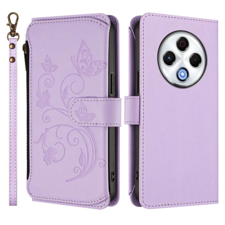 For Tecno Spark 30 4G Butterfly Love Flower Multi-card Zipper Wallet Leather Phone Case