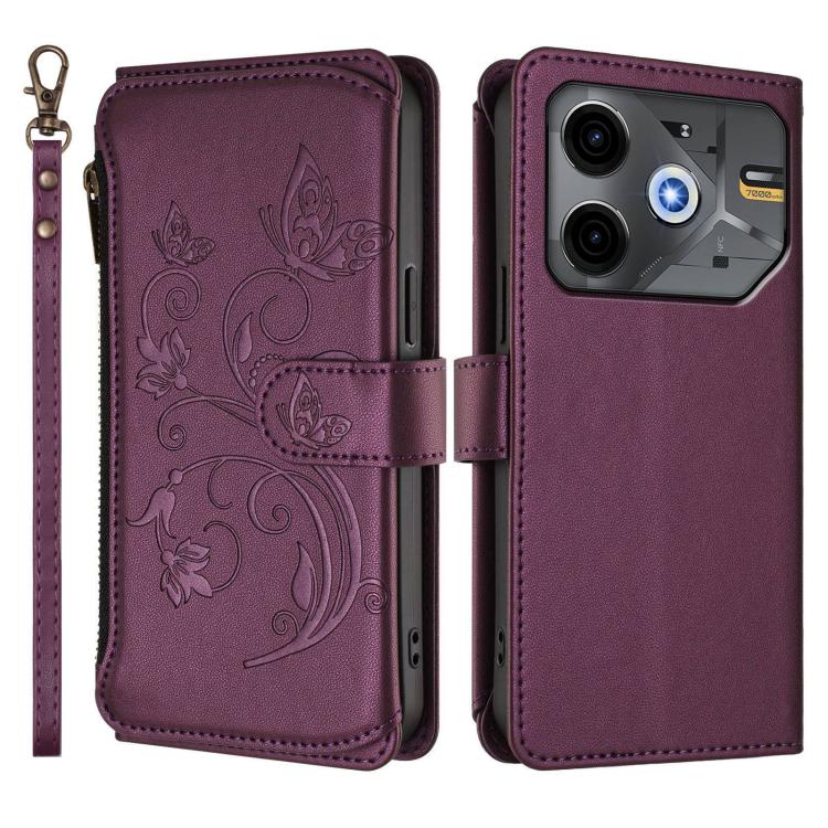For Tecno Spark 30 5G / Pova 6 Neo 5G Butterfly Love Flower Multi-card Zipper Wallet Leather Phone Case