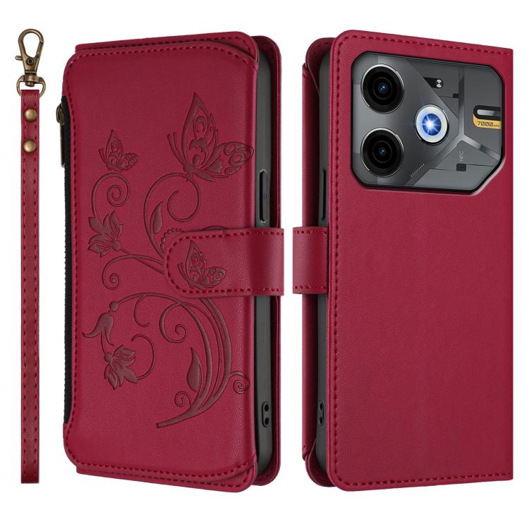 For Tecno Spark 30 5G / Pova 6 Neo 5G Butterfly Love Flower Multi-card Zipper Wallet Leather Phone Case