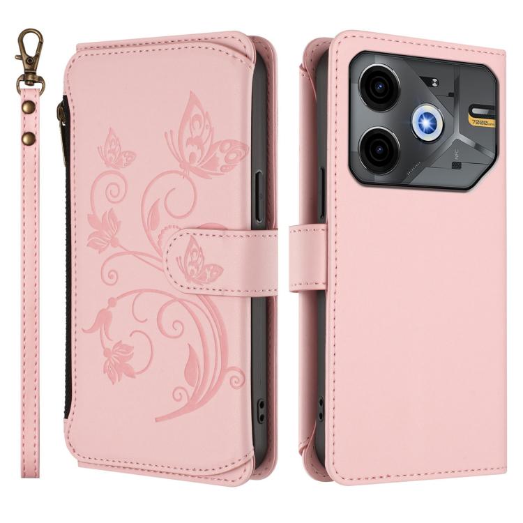 For Tecno Spark 30 5G / Pova 6 Neo 5G Butterfly Love Flower Multi-card Zipper Wallet Leather Phone Case