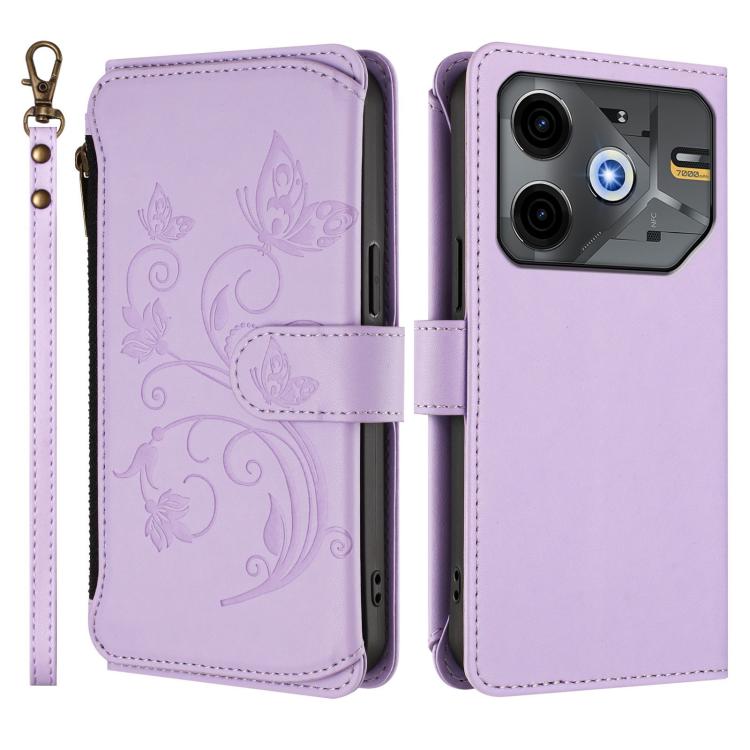 For Tecno Spark 30 5G / Pova 6 Neo 5G Butterfly Love Flower Multi-card Zipper Wallet Leather Phone Case