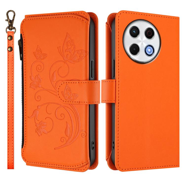 For Tecno Spark 30 Pro 4G Butterfly Love Flower Multi-card Zipper Wallet Leather Phone Case