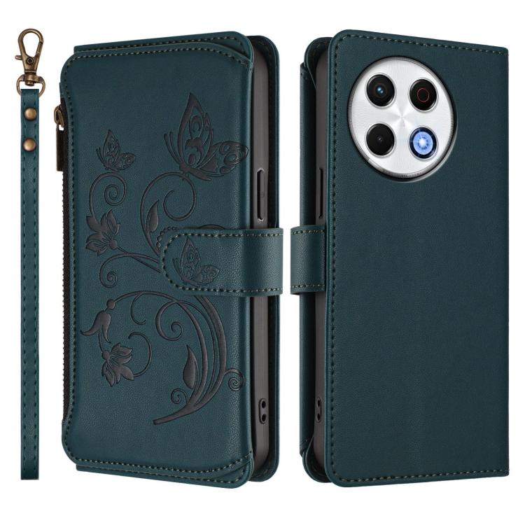 For Tecno Spark 30 Pro 4G Butterfly Love Flower Multi-card Zipper Wallet Leather Phone Case
