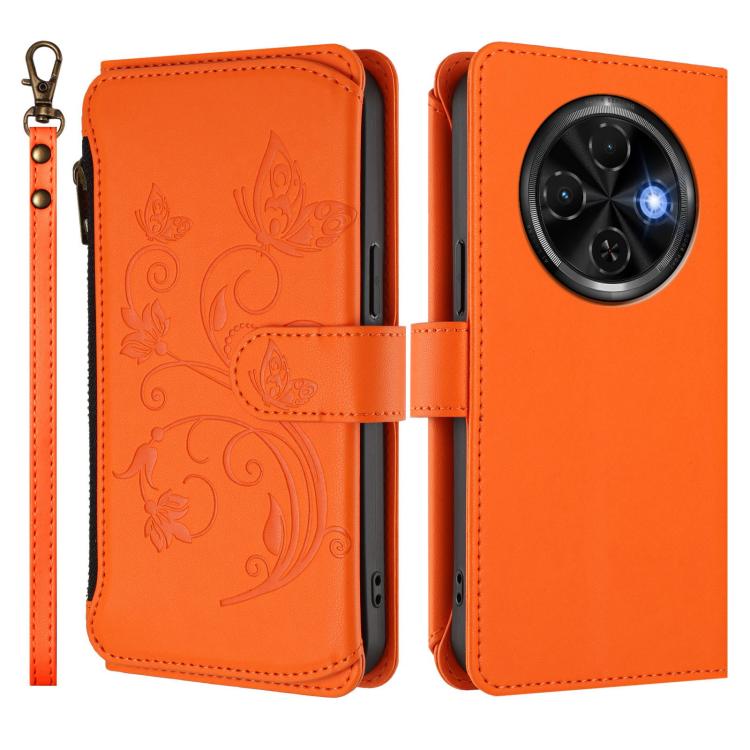 For Tecno Spark 30C 4G Butterfly Love Flower Multi-card Zipper Wallet Leather Phone Case
