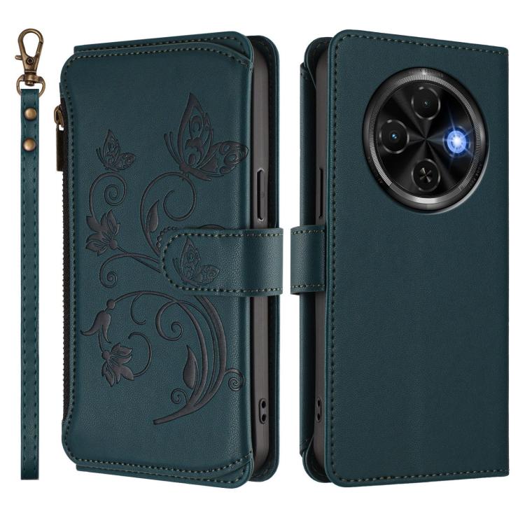 For Tecno Spark 30C 4G Butterfly Love Flower Multi-card Zipper Wallet Leather Phone Case