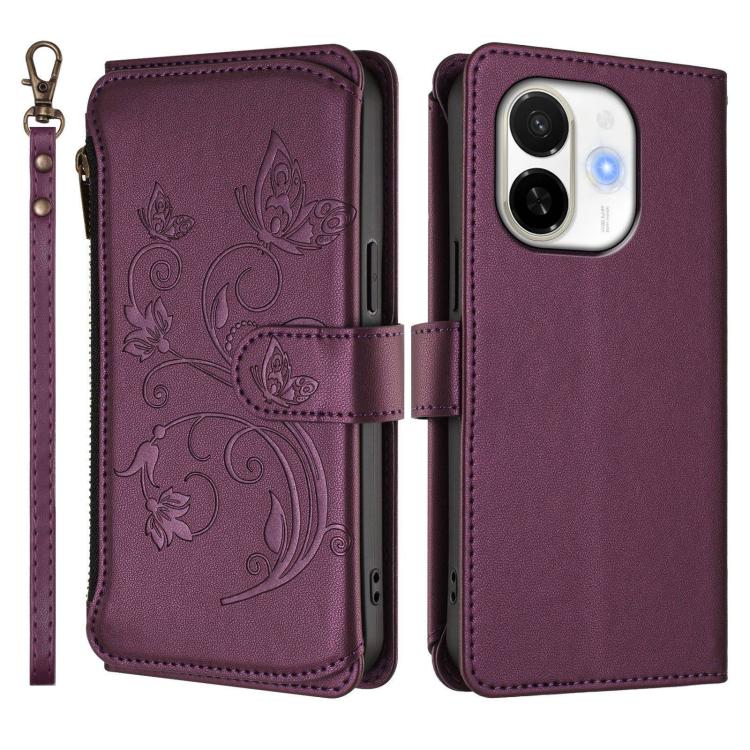 For Tecno Spark 30C 5G / Pop 9 5G Butterfly Love Flower Multi-card Zipper Wallet Leather Phone Case