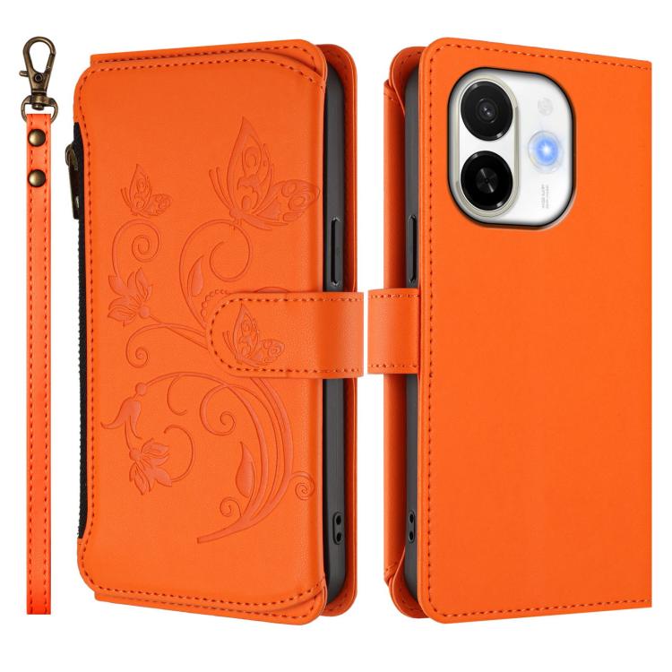 For Tecno Spark 30C 5G / Pop 9 5G Butterfly Love Flower Multi-card Zipper Wallet Leather Phone Case
