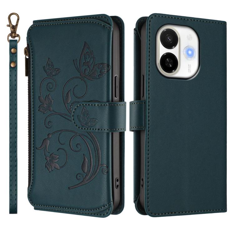 For Tecno Spark 30C 5G / Pop 9 5G Butterfly Love Flower Multi-card Zipper Wallet Leather Phone Case