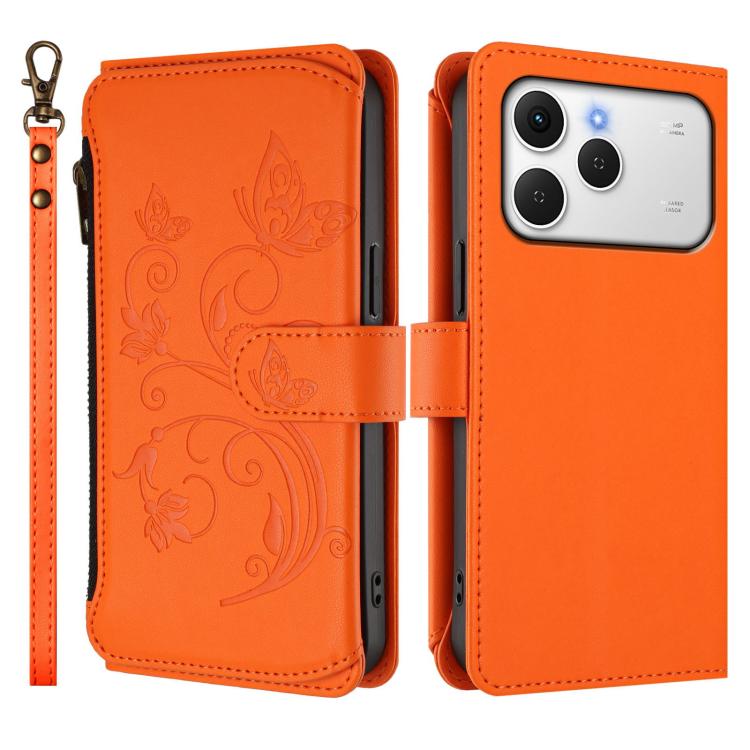 For Tecno Spark 40 4G Butterfly Love Flower Multi-card Zipper Wallet Leather Phone Case