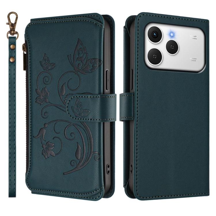 For Tecno Spark 40 4G Butterfly Love Flower Multi-card Zipper Wallet Leather Phone Case