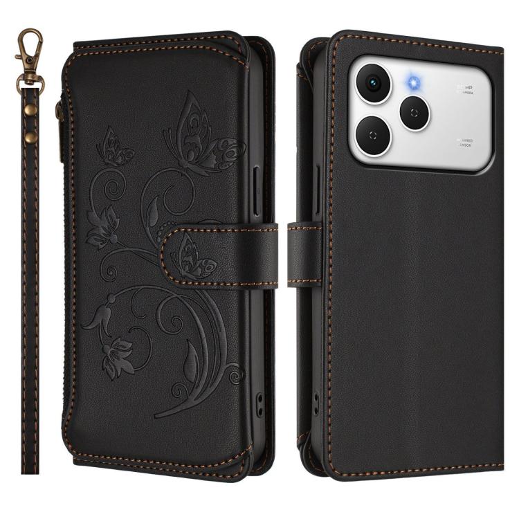 For Tecno Spark 40 4G Butterfly Love Flower Multi-card Zipper Wallet Leather Phone Case
