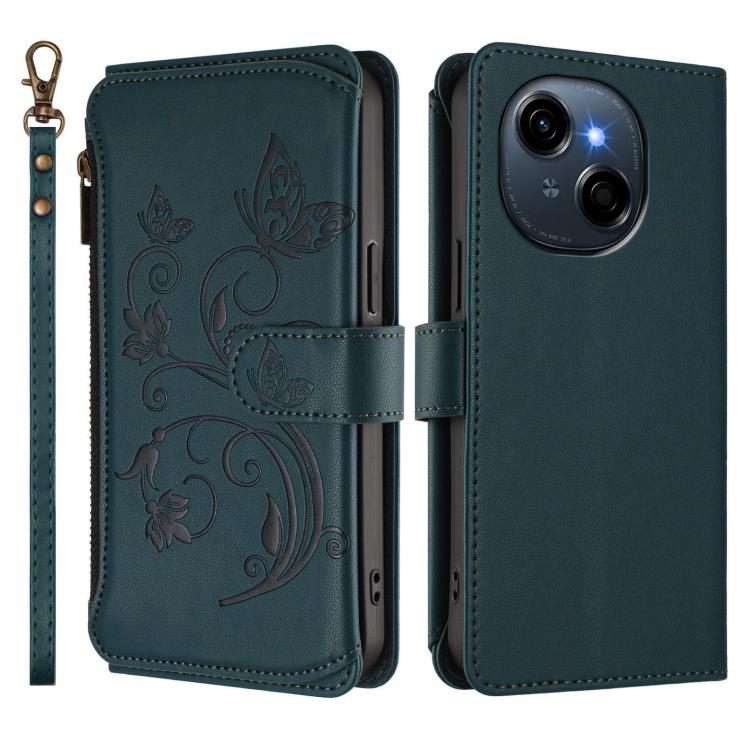 For Tecno Spark GO 2025 / 1S Butterfly Love Flower Multi-card Zipper Wallet Leather Phone Case