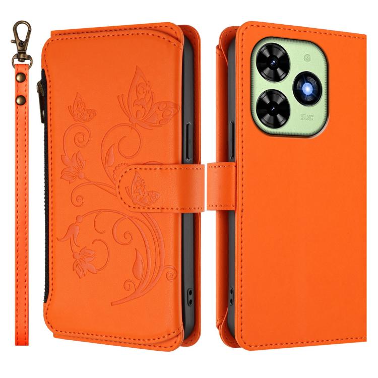 For Tecno Spark GO 2024 4G / 20 4G Butterfly Love Flower Multi-card Zipper Wallet Leather Phone Case