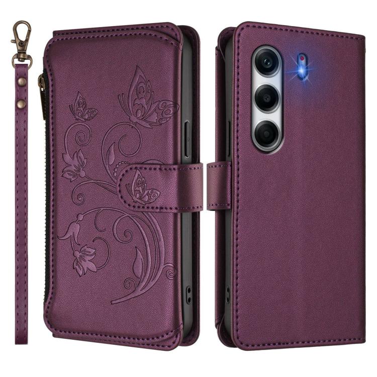 For Tecno Camon 40 Pro 4G Butterfly Love Flower Multi-card Zipper Wallet Leather Phone Case