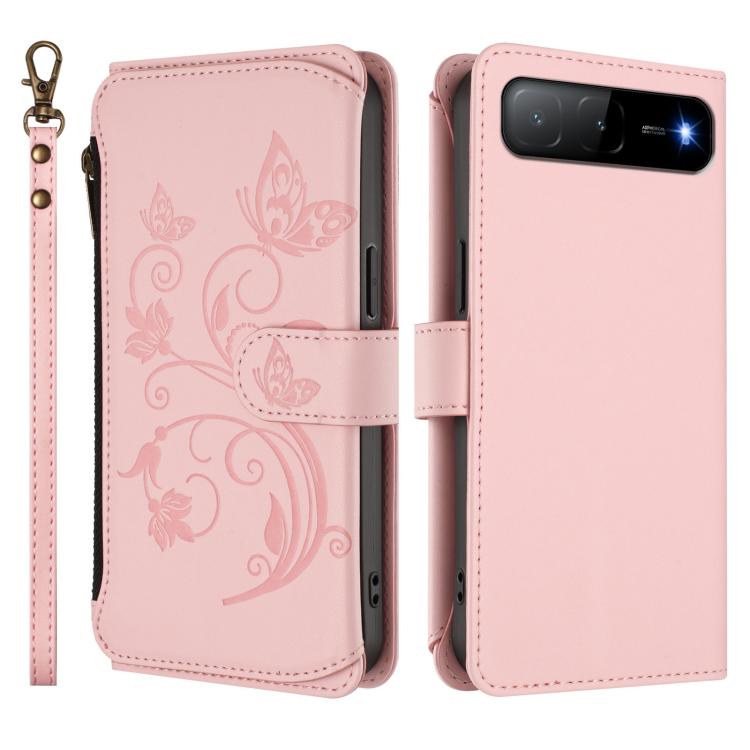 For Tecno Spark GO 5G 2025 / Hot 60i 4G Butterfly Love Flower Multi-card Zipper Wallet Leather Phone Case