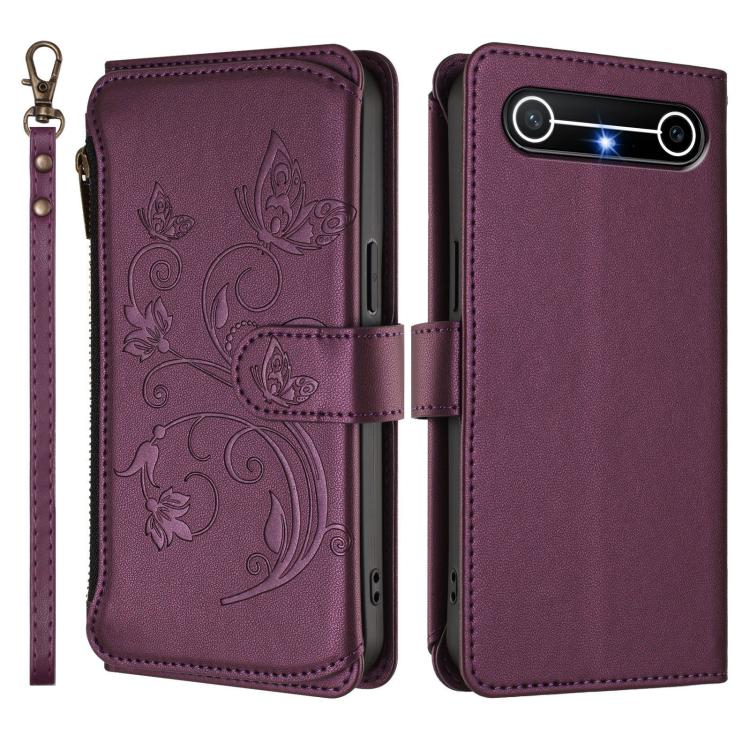 For Tecno Spark Slim 5G Butterfly Love Flower Multi-card Zipper Wallet Leather Phone Case