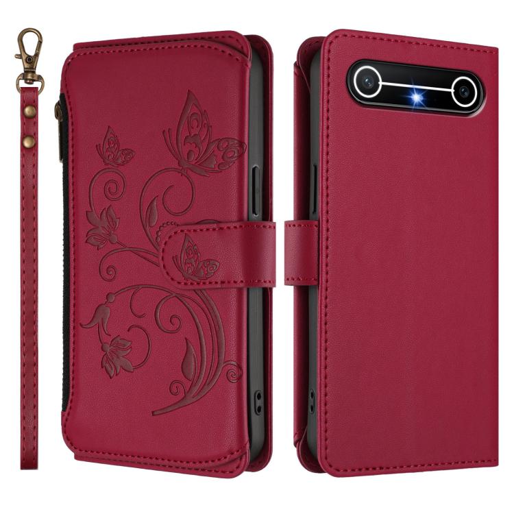 For Tecno Spark Slim 5G Butterfly Love Flower Multi-card Zipper Wallet Leather Phone Case