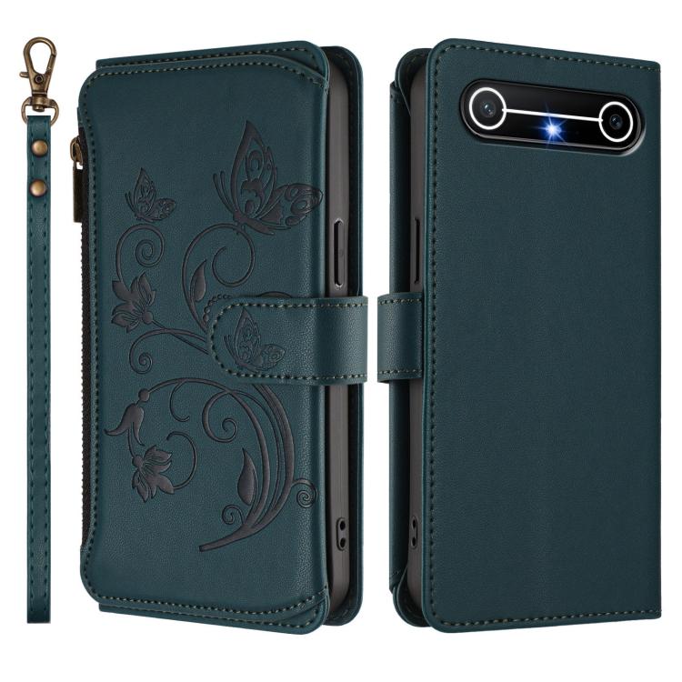 For Tecno Spark Slim 5G Butterfly Love Flower Multi-card Zipper Wallet Leather Phone Case