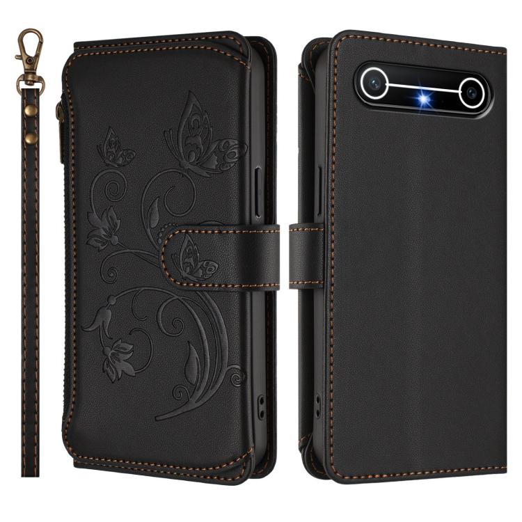 For Tecno Spark Slim 5G Butterfly Love Flower Multi-card Zipper Wallet Leather Phone Case