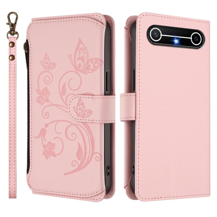 For Tecno Spark Slim 5G Butterfly Love Flower Multi-card Zipper Wallet Leather Phone Case