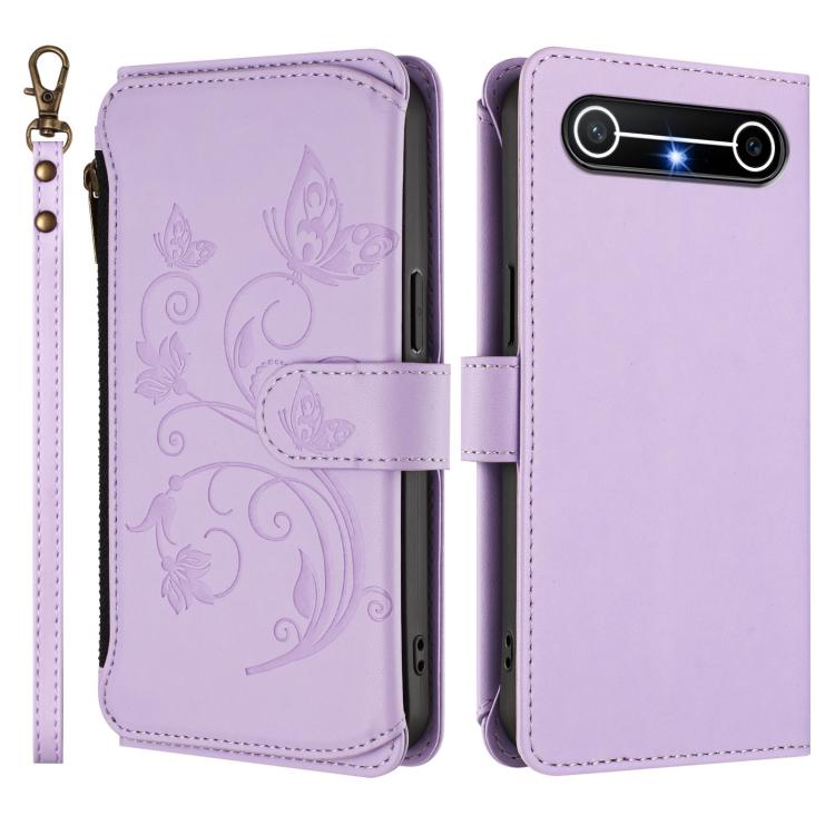For Tecno Spark Slim 5G Butterfly Love Flower Multi-card Zipper Wallet Leather Phone Case