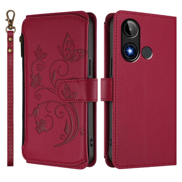 For BLU C9 Butterfly Love Flower Multi-card Zipper Wallet Leather Phone Case