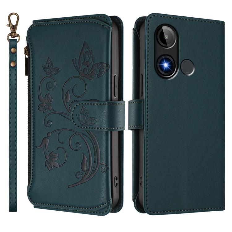 For BLU C9 Butterfly Love Flower Multi-card Zipper Wallet Leather Phone Case