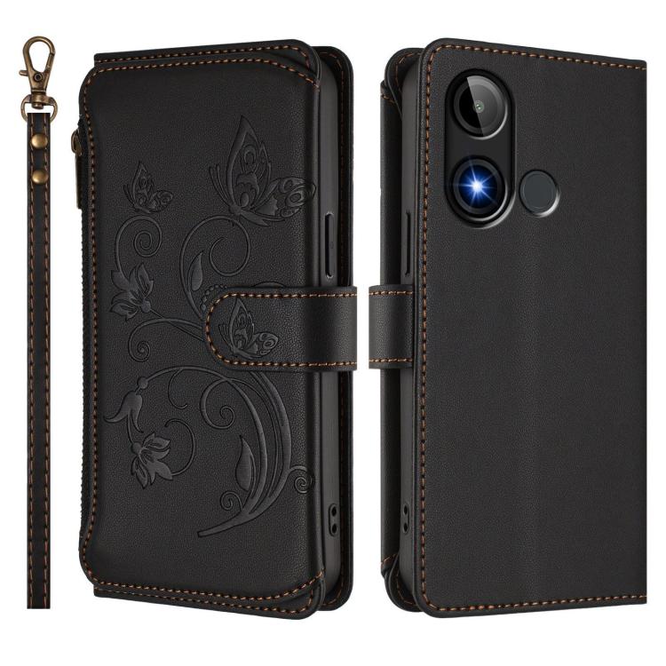 For BLU C9 Butterfly Love Flower Multi-card Zipper Wallet Leather Phone Case