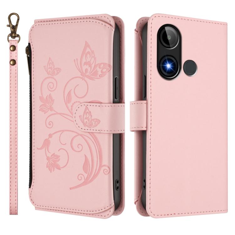 For BLU C9 Butterfly Love Flower Multi-card Zipper Wallet Leather Phone Case
