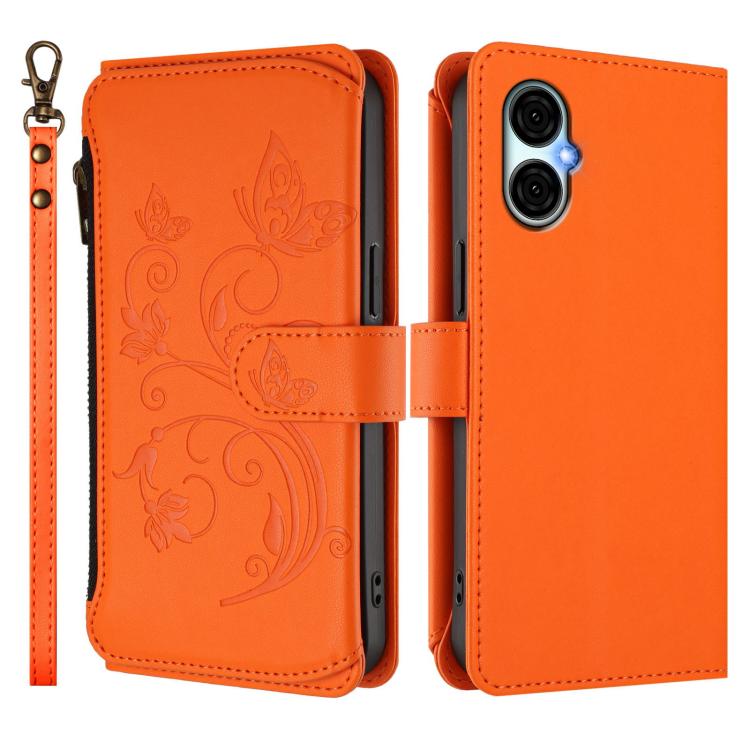 For BLU G53 Butterfly Love Flower Multi-card Zipper Wallet Leather Phone Case