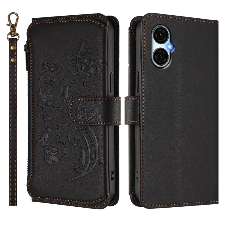 For BLU G53 Butterfly Love Flower Multi-card Zipper Wallet Leather Phone Case