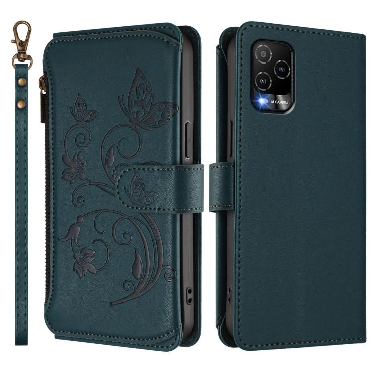 For BLU View 5 Pro Butterfly Love Flower Multi-card Zipper Wallet Leather Phone Case