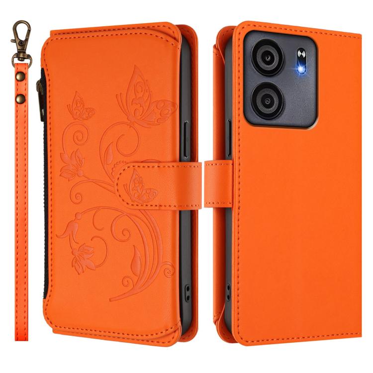 For BLU View 5 Butterfly Love Flower Multi-card Zipper Wallet Leather Phone Case