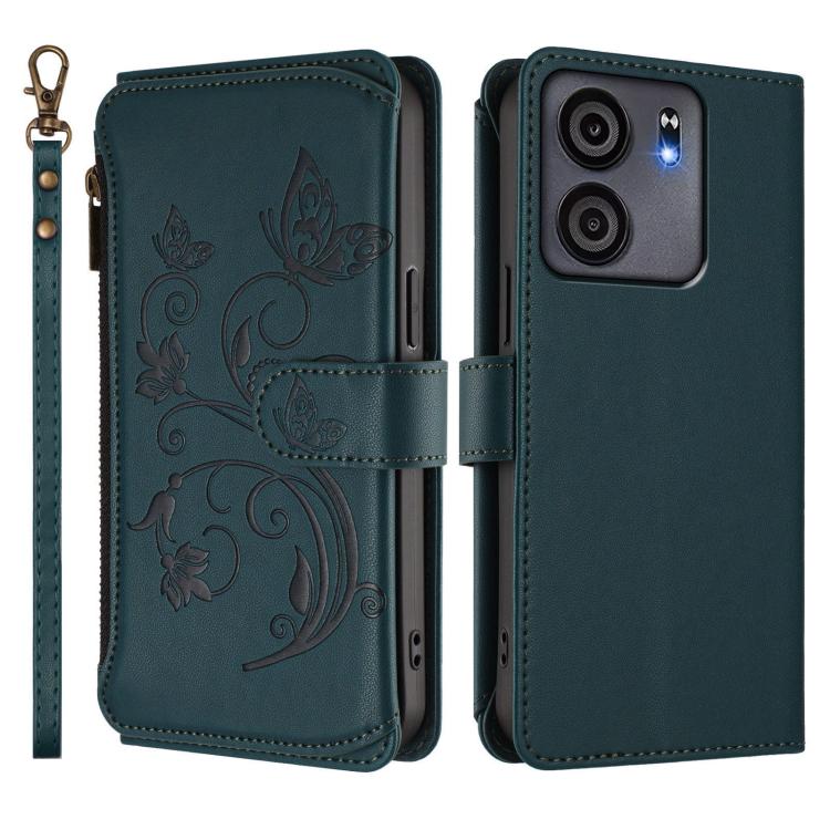 For BLU View 5 Butterfly Love Flower Multi-card Zipper Wallet Leather Phone Case