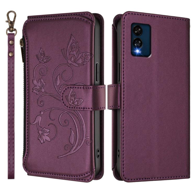 For BLU View Speed 5G B1550VL Butterfly Love Flower Multi-card Zipper Wallet Leather Phone Case