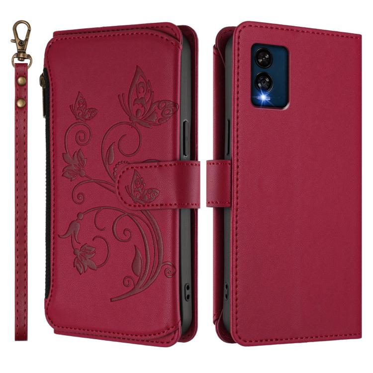 For BLU View Speed 5G B1550VL Butterfly Love Flower Multi-card Zipper Wallet Leather Phone Case