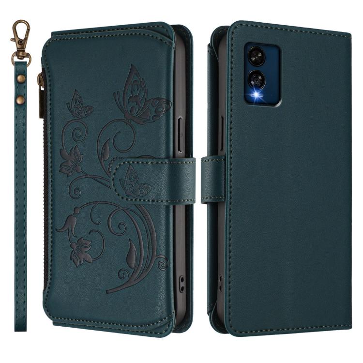 For BLU View Speed 5G B1550VL Butterfly Love Flower Multi-card Zipper Wallet Leather Phone Case