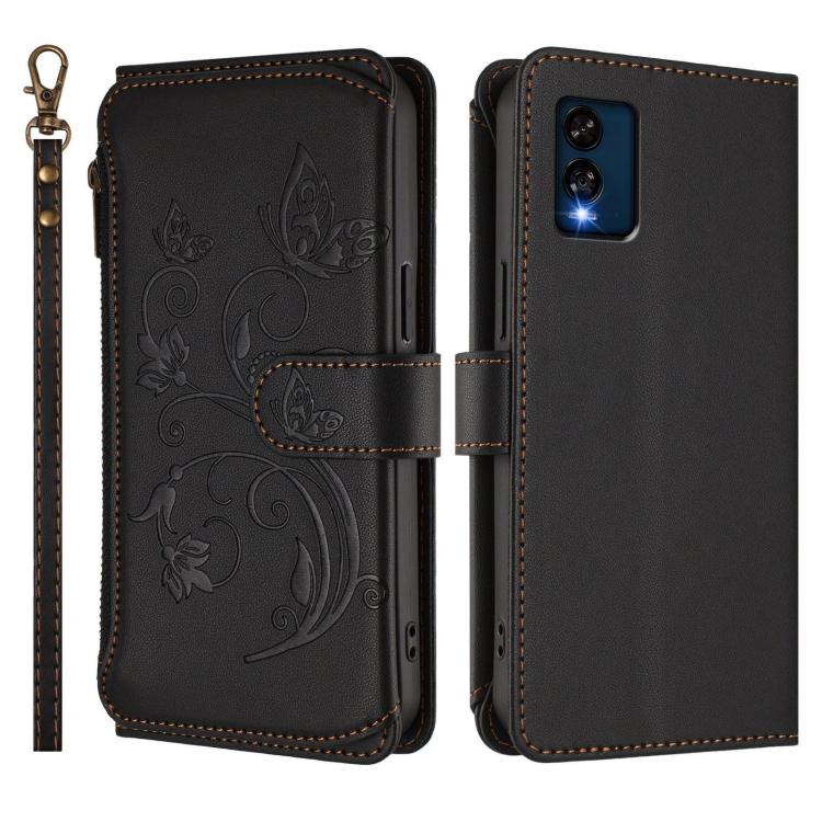 For BLU View Speed 5G B1550VL Butterfly Love Flower Multi-card Zipper Wallet Leather Phone Case