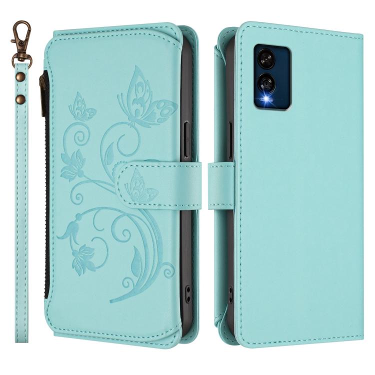 For BLU View Speed 5G B1550VL Butterfly Love Flower Multi-card Zipper Wallet Leather Phone Case