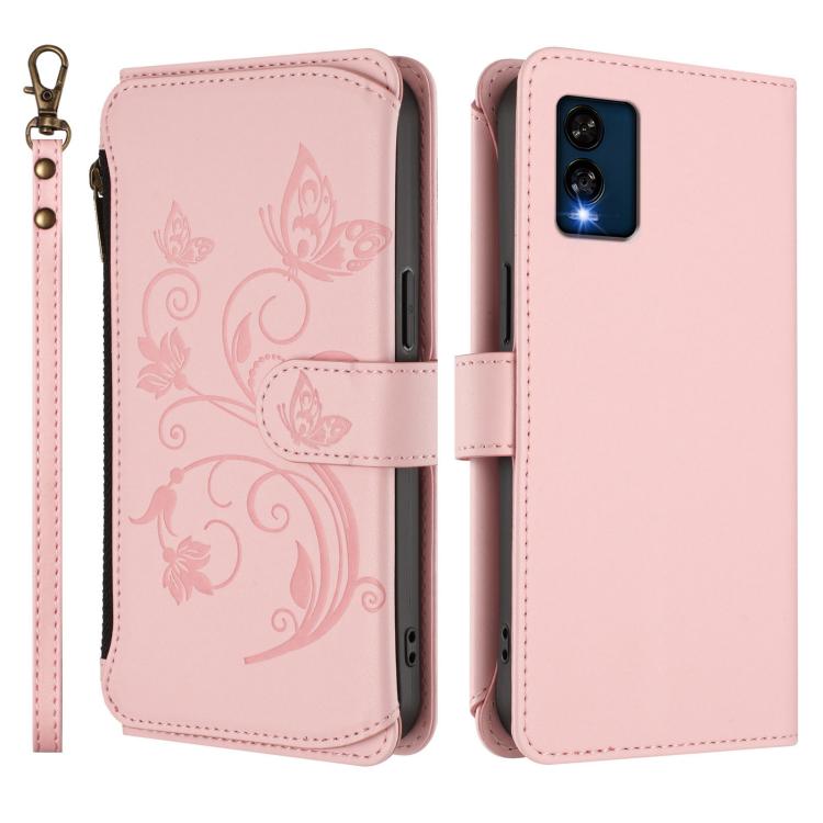 For BLU View Speed 5G B1550VL Butterfly Love Flower Multi-card Zipper Wallet Leather Phone Case